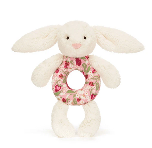 JELLYCAT BLOSSOM CREAM BUNNY BERRY RING RATTLE