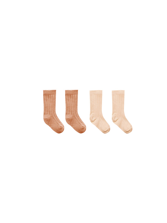 QUINCY MAE SOCK SET - MELON, SHELL