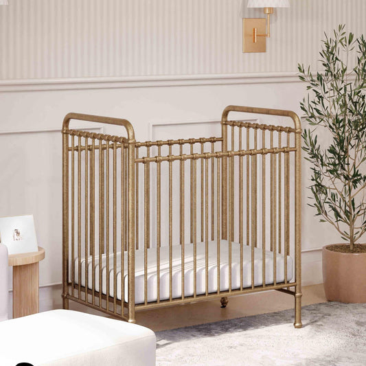 Abigail 3-in-1 Convertible Mini Crib in Vintage Gold