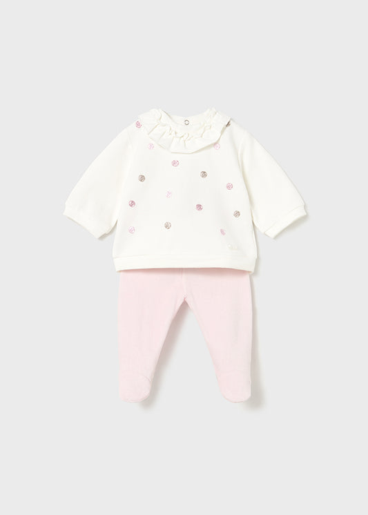 MAYORAL BABY PINK PANTS AND SWEATSHIRT SET