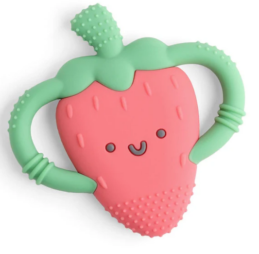 CHEW CREW SILICONE HANDLE TEETHER - STRAWBERRY