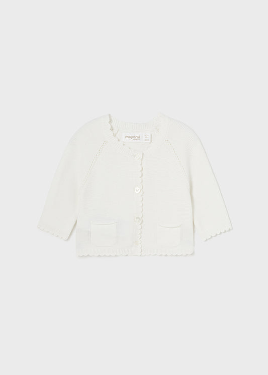 MAYORAL BASIC KNIT SHORT CARDIGAN - OFF WHITE