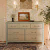 ELOISE 7-DRAWER ASSEMBLED DRESSER FRENCH SAGE AND PERFORMANCE SAND