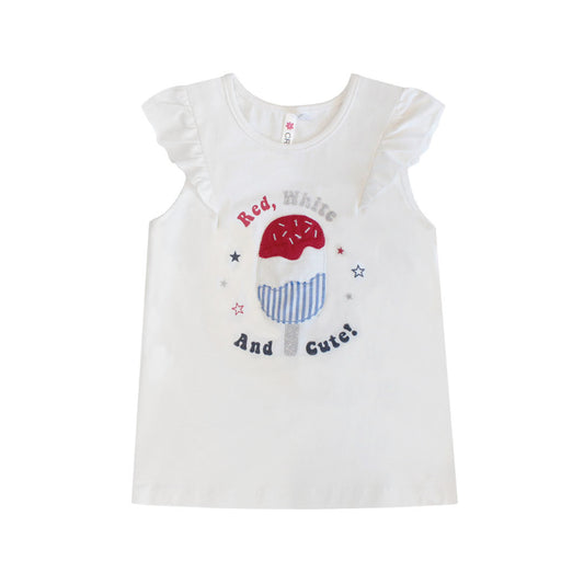 RED WHITE AND CUTE TOP