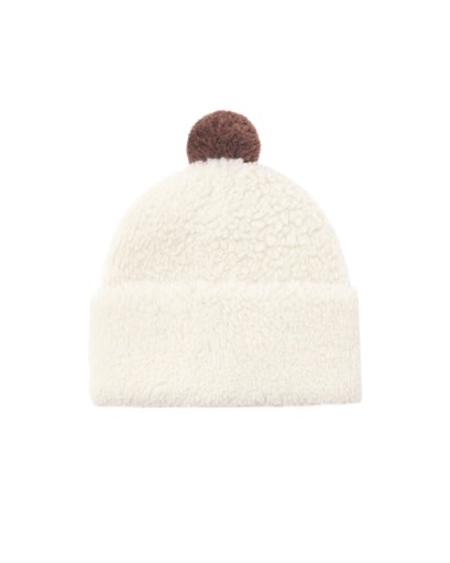 POM SHEARLING BEANIE NATURAL