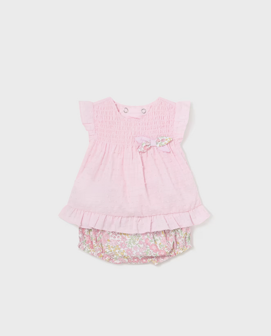 MAYORAL 2 PIECE PLUMETI SHORT SET - PINK