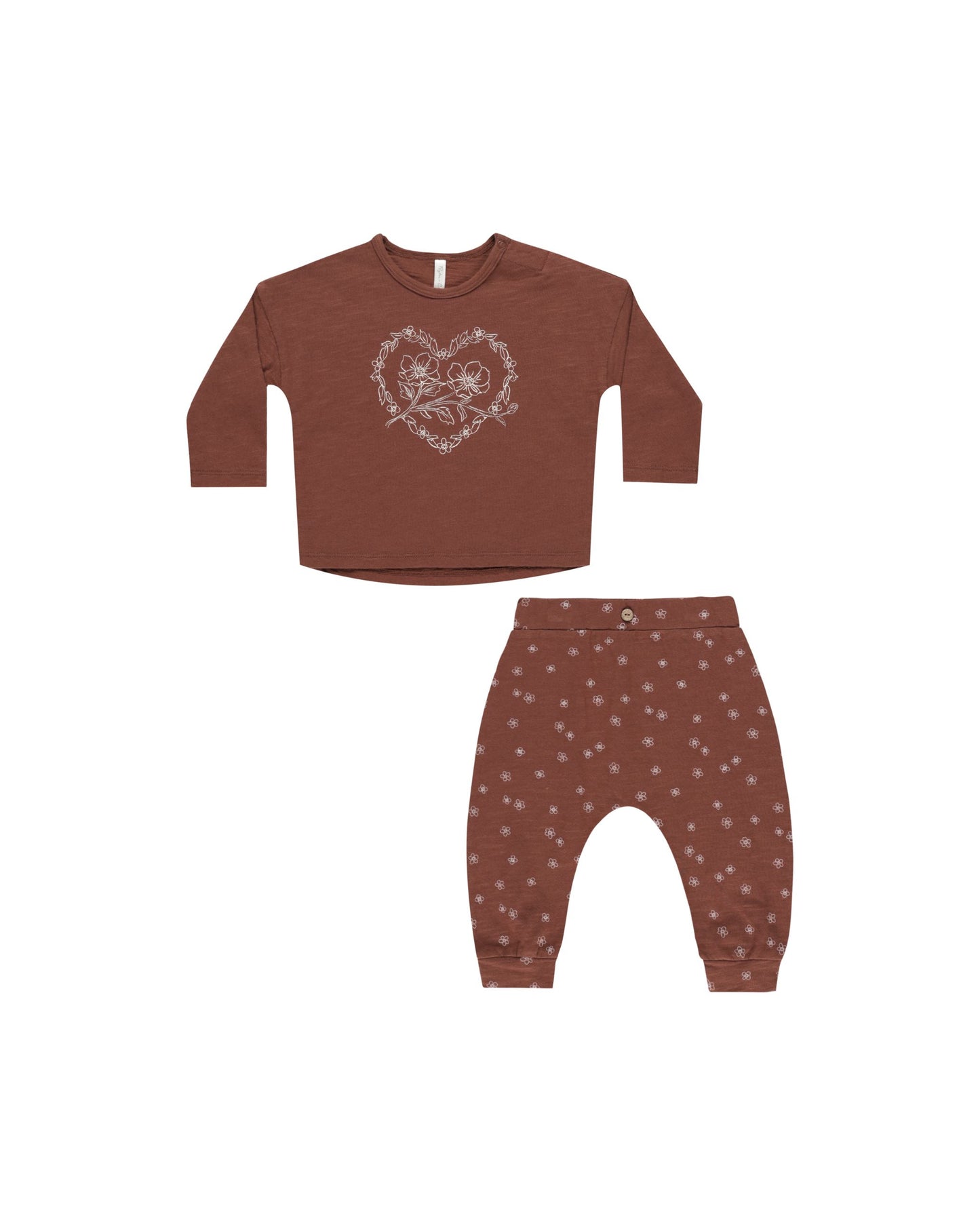 RYLEE AND CRU LONG SLEEVE TEE + PANT SET POSEY HEART