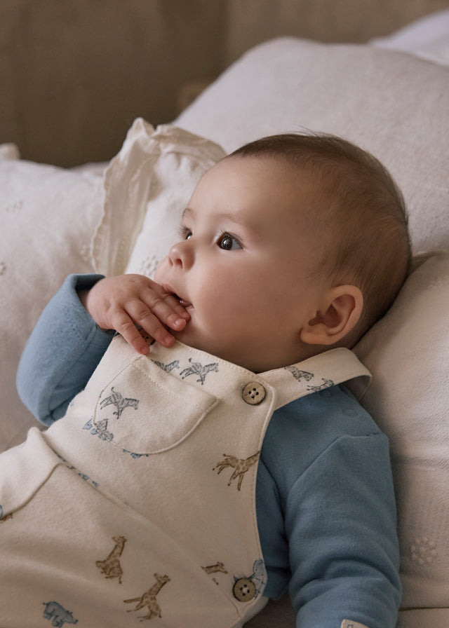 MAYORAL DUNGAREE AND SHIRT SET BLUE