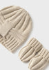 MAYORAL HAT & MITTENS SET CEREAL HEATHER