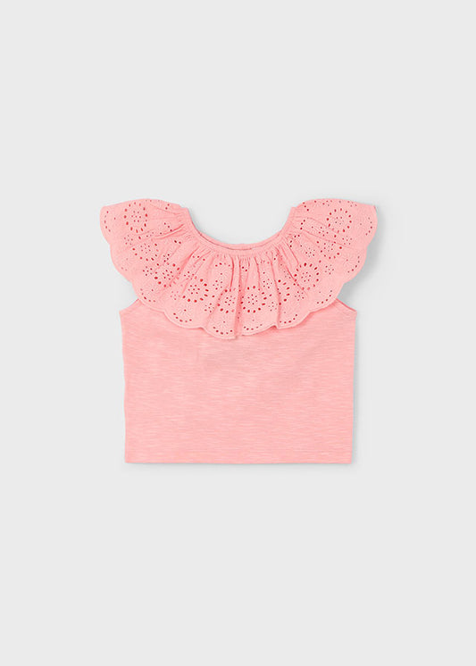 MAYORAL EYELET RUFFLE T-SHIRT