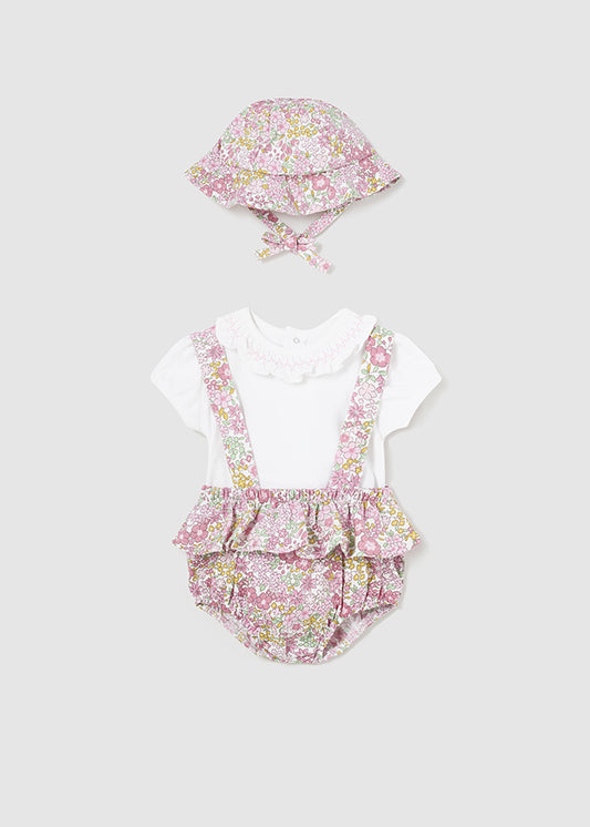 MAYORAL 3 PIECE FLOWER ROMPER SET