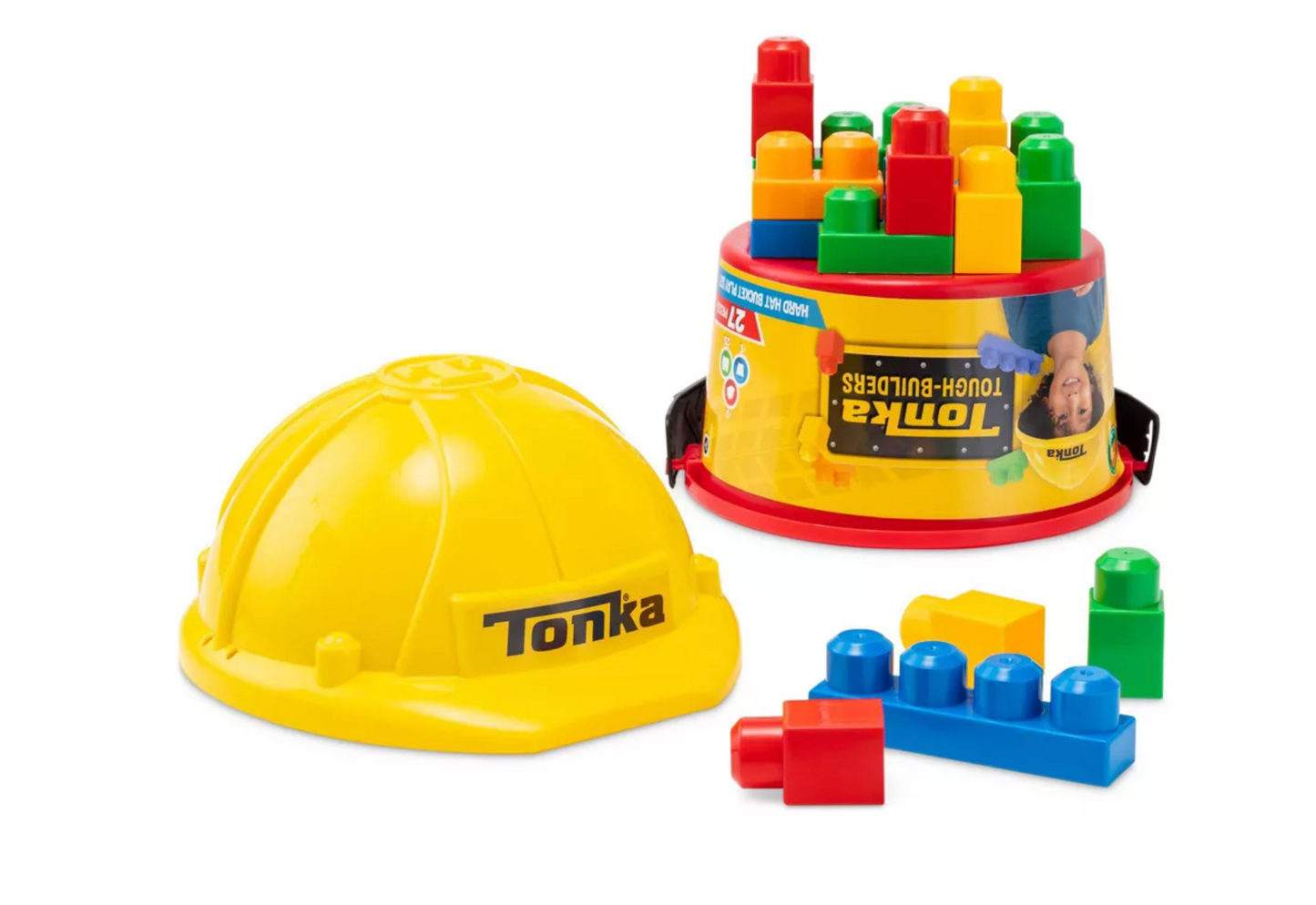 TONKA TOUGH BUILDERS HARD HAT & LARGE SIZE BUILDING BLOCK AND BUCKET PLAYSET