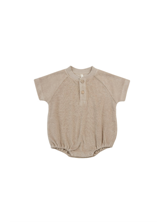 QUINCY MAE TERRY HENLEY ROMPER - OAT