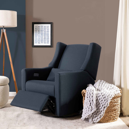Kiwi Glider Recliner w/ Electronic Control and USB in Ivory Boucle w/Gold Base