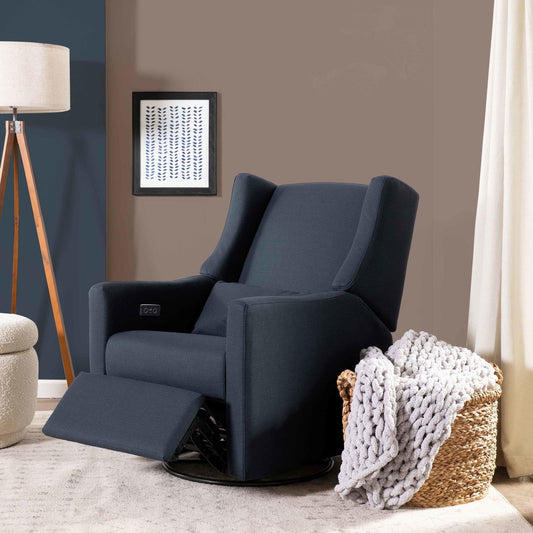 Kiwi Glider Recliner w/ Electronic Control and USB in Ivory Boucle w/Gold Base