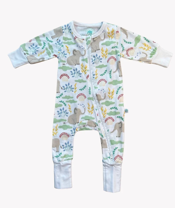 GROW WITH ME 2 WAY ZIPPER ROMPER - ELEPHANT