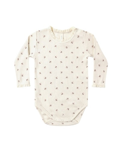 QUINCY MAE WAFFLE LONG SLEEVE BODYSUIT FALL DITSY