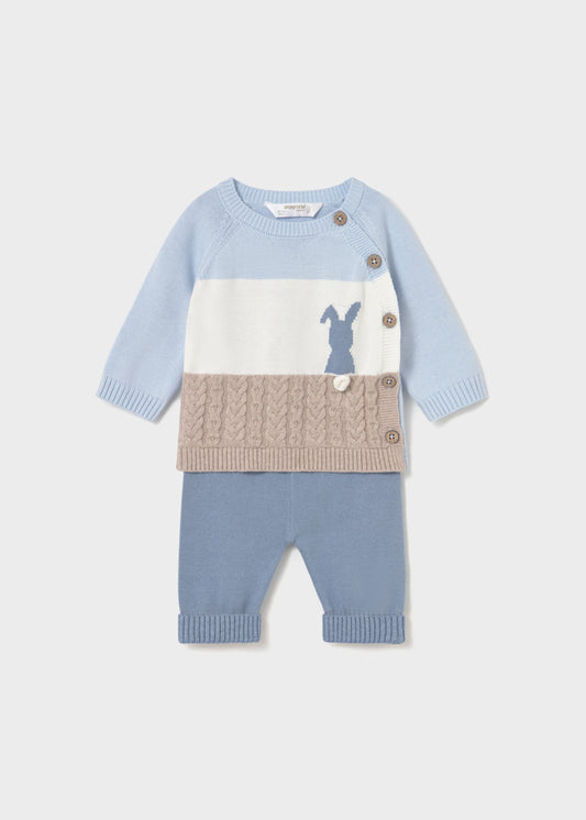 MAYORAL NEWBORN KNIT PANTS AND SWEATSHIRT SET