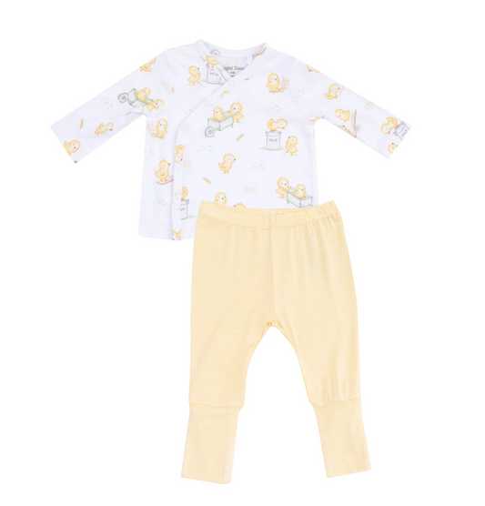 ANGEL DEAR BABY CHICKS TAKE ME HOME SET WITH ROLL OVER CUFF PANT