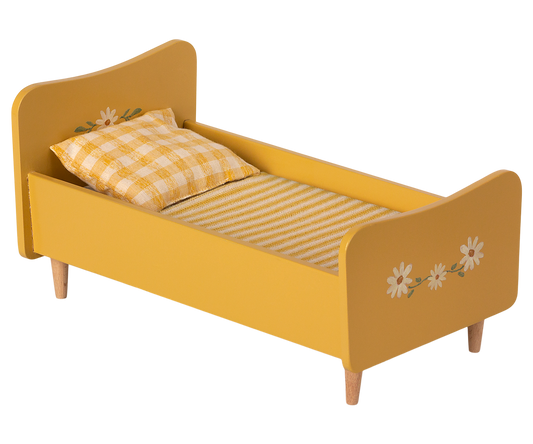 MAILEG WOODEN BED, MINI - YELLOW