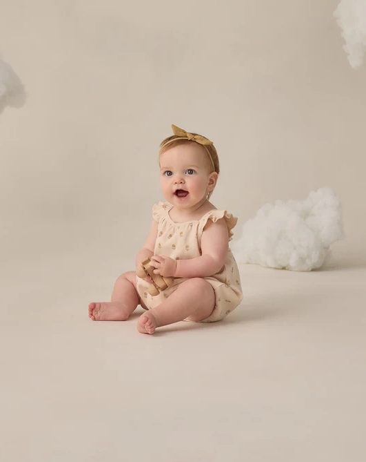 QUINCY MAE RIBBED RUFFLE ROMPER BUTTERCUP