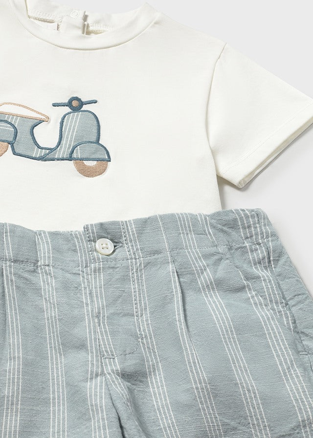 MAYORAL LINEN SHORTS AND T-SHIRT 2-PIECE SET JADE