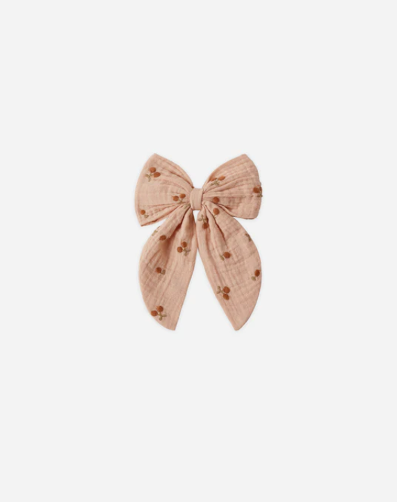 RYLEE + CRU OVERSIZED BOW - CHERRY EMBROIDERY