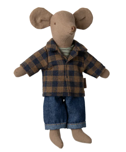 MAILEG DAD MOUSE - LIGHT BROWN