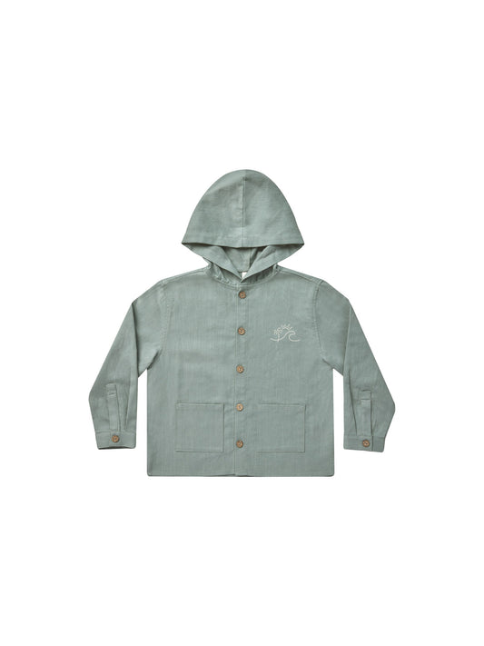 RYLEE + CRU HOODED OVERSHIRT AQUA