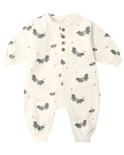 QUINCY MAE RELAXED FLEECE JUMPSUIT BABY BATS