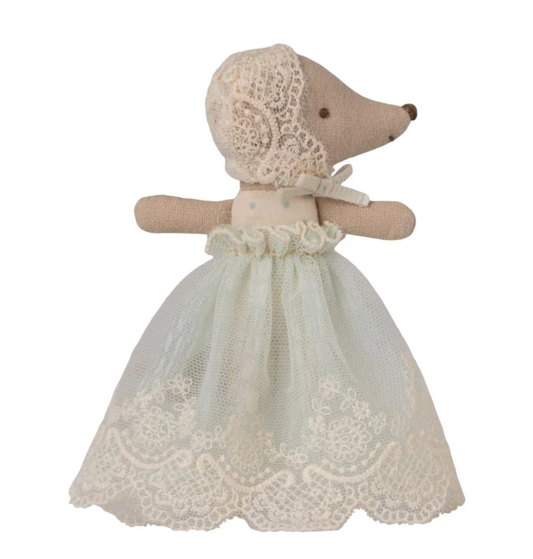 MAILEG BABY MOUSE IN GOWN - MINT
