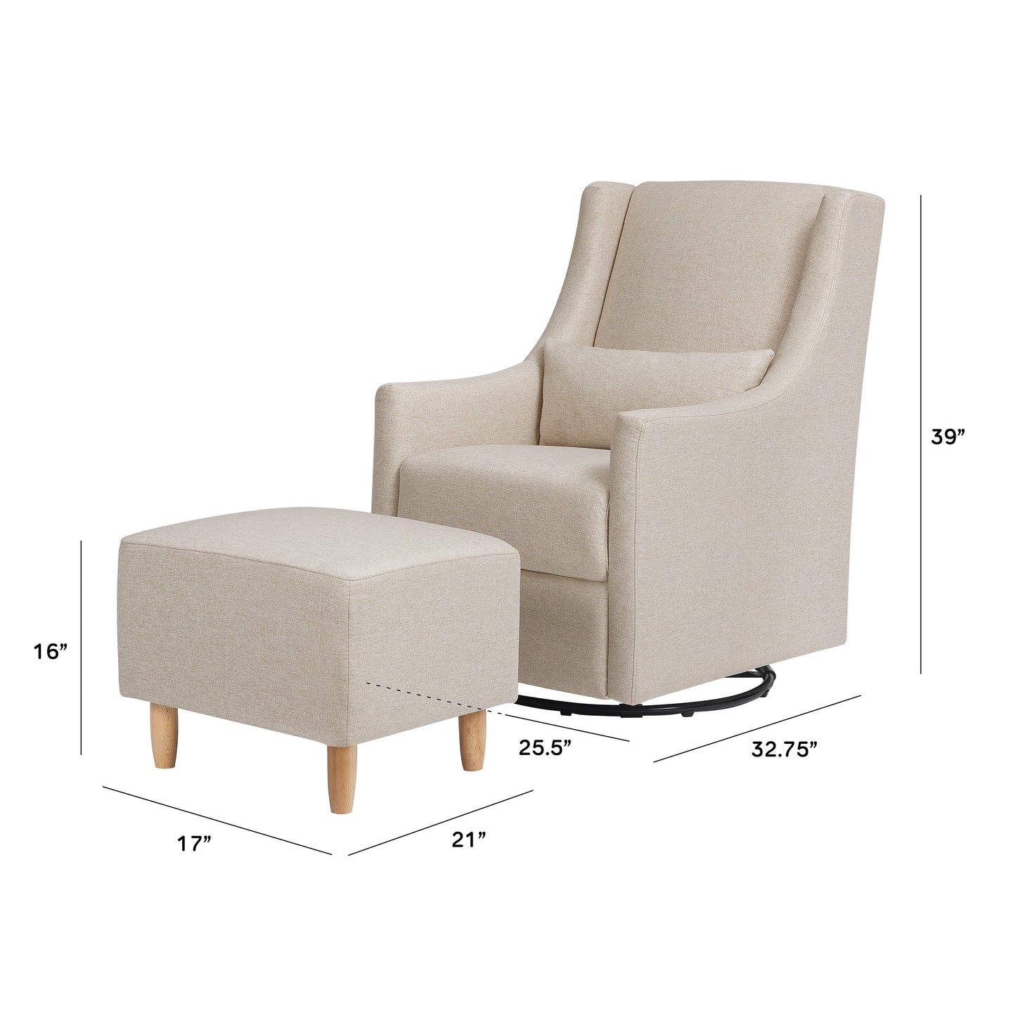 BABYLETTO TOCO SWIVEL GLIDER AND OTTOMAN IN ECO-PERFORMANCE FABRIC | WATER REPELLENT & STAIN RESISTANT