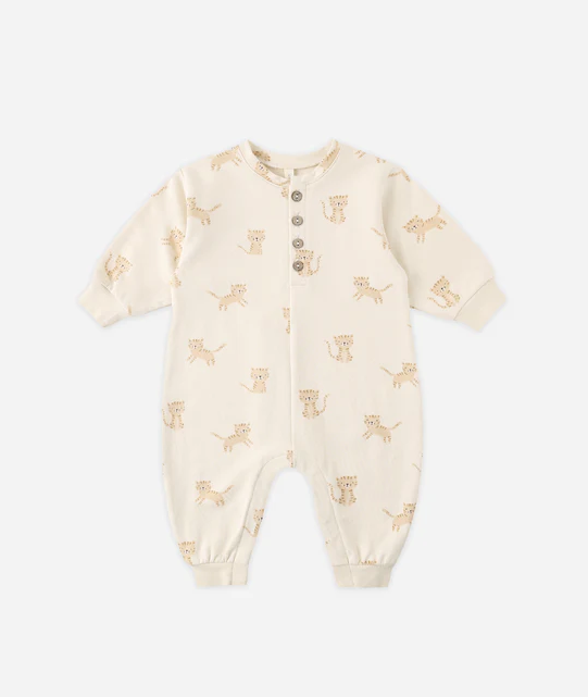 QUINCY MAE RELAXED FLEECE JUMPSUIT TIGERS