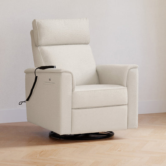Willa Deluxe Power Glider Recliner w/Heat&Massage in Performance Beach Eco-Weave