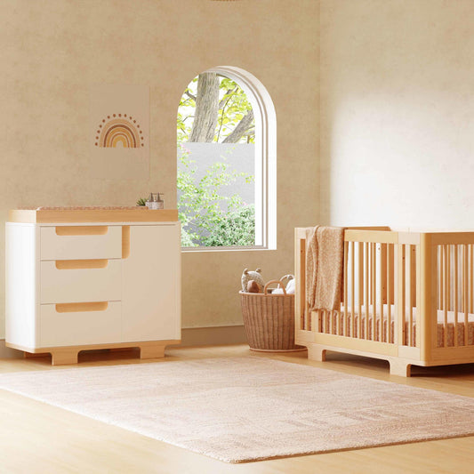 Yuzu 3-Drawer Changer Dresser in White/Natural