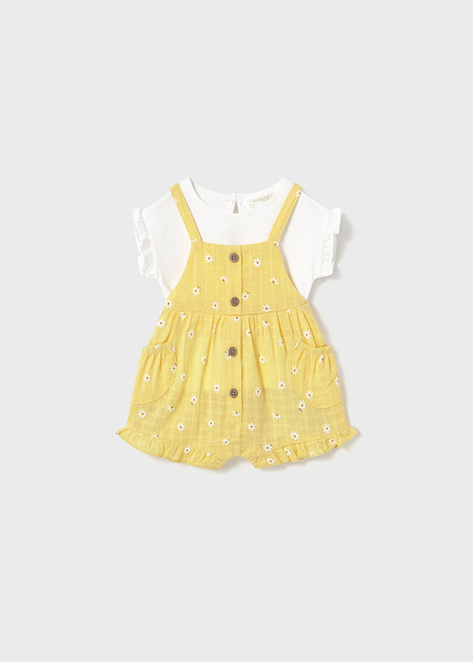 MAYORAL OVERALL AND T SHIRT SET - YELLOW DAISY