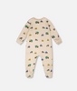 DEUX PAR DEUX ONE-PIECE PYJAMA BEIGE TRUCK