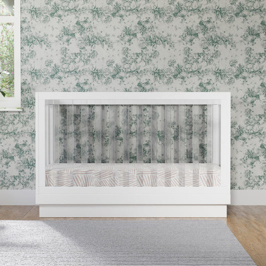 BABYLETTO HARLOW ACRYLIC 3-IN-1 CONVERTIBLE CRIB WITH TODDLER BED CONVERSION KIT