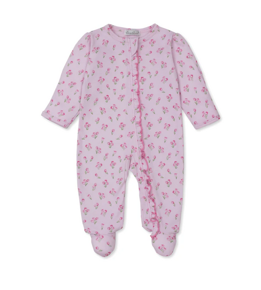 KISSY KISSY TIMELESS TULIPS PINK FOOTIE W/ ZIP RUFFLE