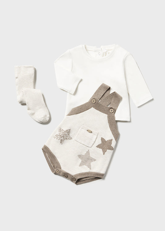 MAYORAL 3PC KNIT SET - MILK