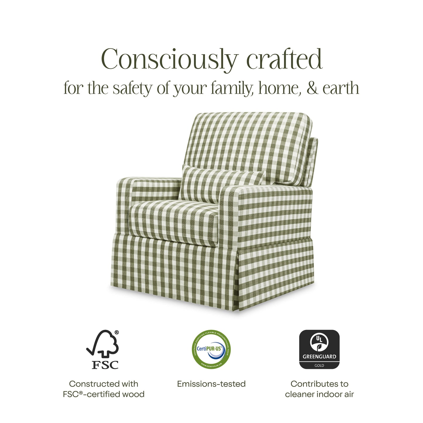 Crawford Pillowback Comfort Swivel Glider in Performance Cream Eco-Weave