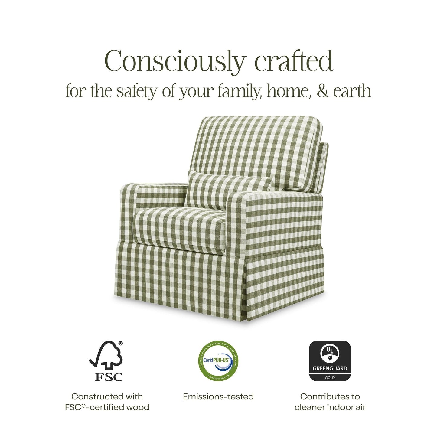 Crawford Pillowback Comfort Swivel Glider in Performance Cream Eco-Weave