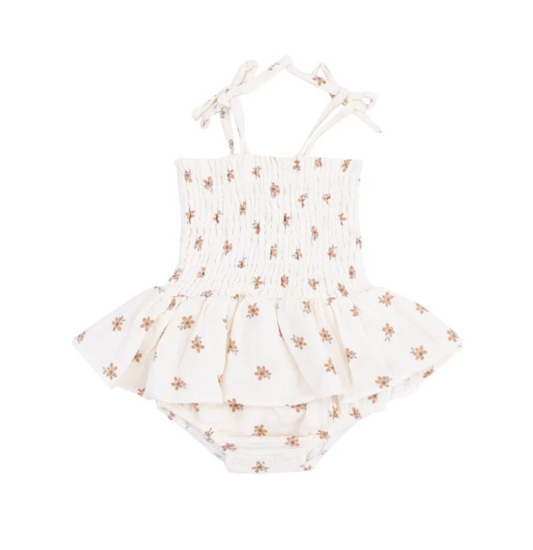 ANGEL DEAR BITTY BLOOMS SMOCKED BUBBLE W/ SKIRT