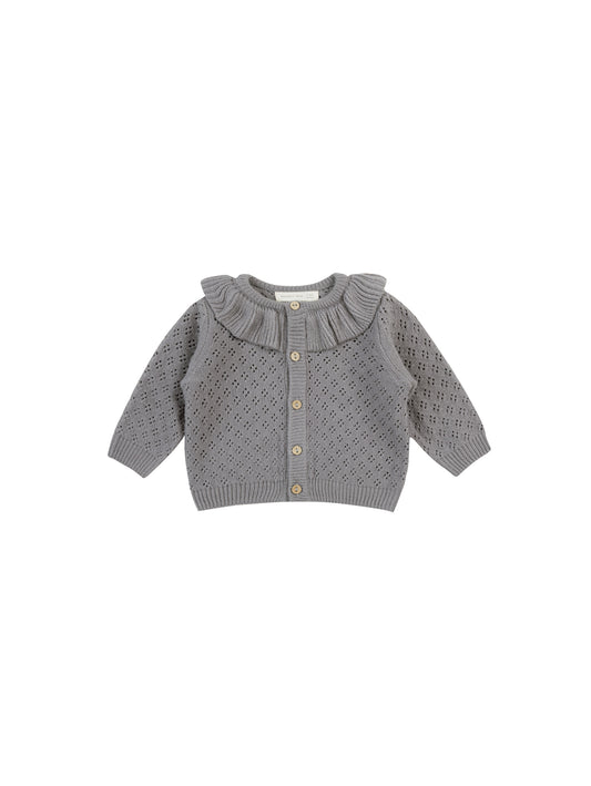 QUINCY MAE RUFFLE COLLAR CARDIGAN - LAGOON