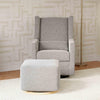 Kiwi Gliding Ottoman in Cream Shearling with Light Wood Base
