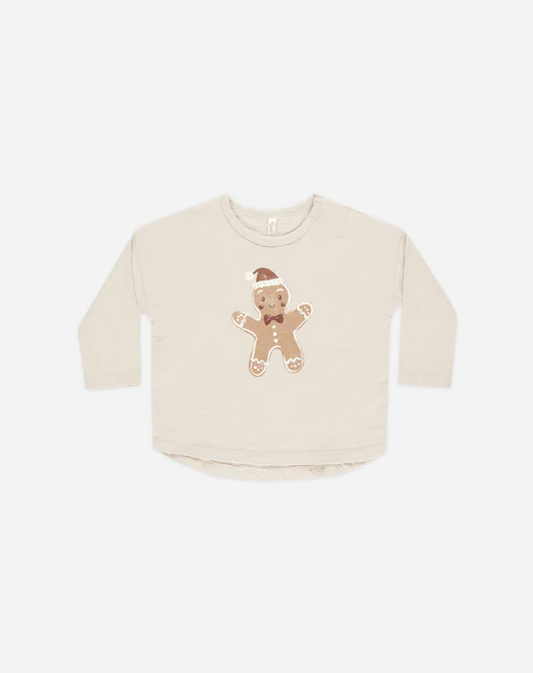 RYLEE AND CRU RAW EDGE LONG SLEEVE TEE GINGERBREAD