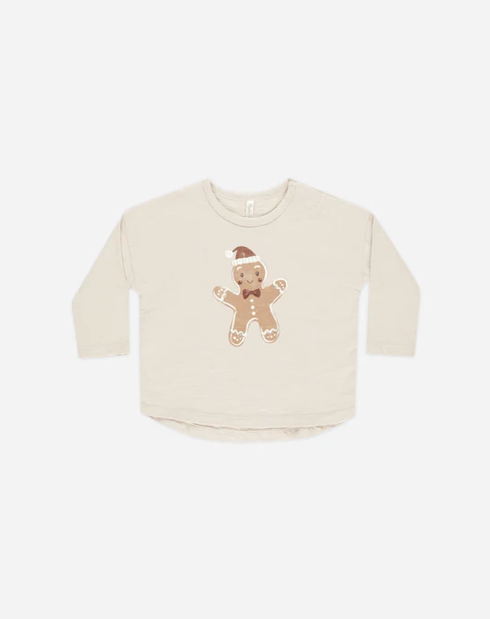 RYLEE AND CRU RAW EDGE LONG SLEEVE TEE GINGERBREAD