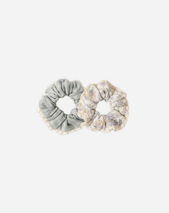 RYLEE + CRU SCRUNCHIE SET - GREEN GINHAM, BLOOM