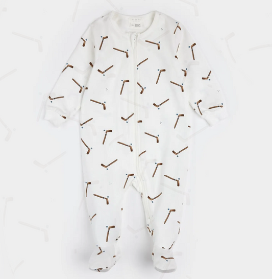 PETIT LEM HOCKEY PRINT ON OFF-WHITE SLEEPER