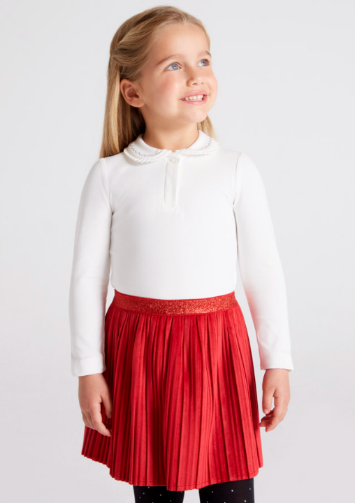 MAYORAL PLEATED VELVET SKIRT